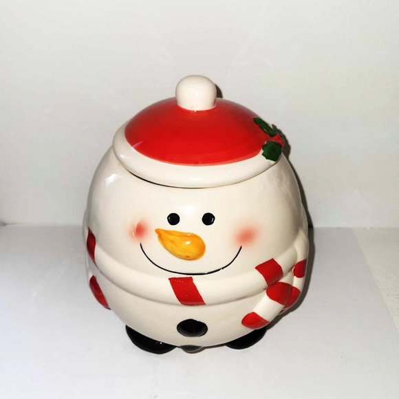 Roly Poly Ceramic Snowman Cookie Jar Tii Collections  9-1/2 Inch - Picture 2 of 10